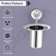 Plantex 304 Grade Stainless Steel Tumbler Holder/Tooth Brush Holder/Bathroom Accessories - Daizy (Chrome)