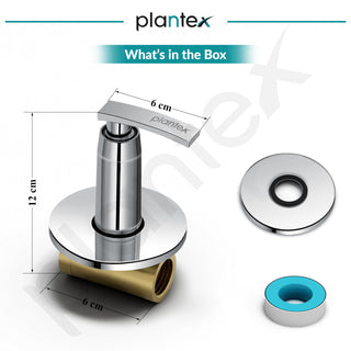 Plantex Pure Brass COL-1006 Angular Concealed Stop Cock/Concealed Stop Valve Tap For Bathroom With Teflon Tape & Brass Adjustable Wall Flange – 15 mm (Mirror-Chrome Finish)