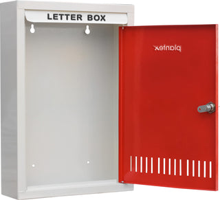 Plantex GI Steel Letter Box for Home/Suggestion Box for Office/Complaint Box/Mail Box/Post Box for Home Gate & with Secure Lock - (Red & Ivory) - Big Size Wall Mounted