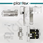 Plantex Heavy Duty Door Lock ÃƒÂ¢Ã¢â€šÂ¬Ã¢â‚¬Å“ Bathroom Door Lock/Mortise 8inch Keyless Plate Handle Set for Home/Bathroom/Store Room/Balcony/Office with Baby Latch (8068, Steel Satin and Chrome)