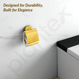 Plantex J4 Stainless Steel Toilet Paper Holder for Bathroom/Tissue Holder for Washroom/Toilet roll Holder for Wall Mounted/Bathroom Accessories (PVD Gold Finish) Onix