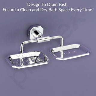 Plantex 304 Grade Stainless Steel Dual Soap Holder/Soap Stand/Soap Dish/Bathroom Accessories - Nipron (Chrome)