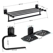 Plantex Cute 304 Grade Stainless Steel Towel Rack for Bathroom/Double Soap Holder/Napkin Ring/Bathroom Accessories - Black