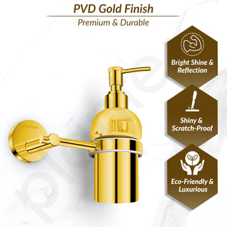 Plantex 304 Grade Stainless Steel Hand Wash Holder for Wash Basin Liquid Soap Dispenser/Bathroom Accessories - Oreo (Gold)