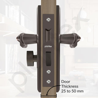 Plantex Heavy-Duty Door Lock Set - Main Door Lock Plate Handle Set/6-Lever Mechanism Mortise Locks with 3 Keys/Brass Locks Body & Cylinder (PTP-09- Satin Black & Rose Gold)