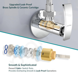 Plantex Pure Brass Angle Valve for Bathroom/Single Lever Angle Cock/Stop Cock with Wall Flange/Kitchen and Bathroom Accessories (ZUR-1504, Chrome)