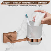 Plantex 304 Grade Stainless Steel Toothbrush/Paste and Tumbler Holder for Bathroom and Wash Basin/Bathroom Accessories - Benz (Rose Gold)