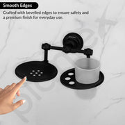 Plantex 304 Stainless Steel Skyllo Soap and Brush Holder Stand for Bathroom and Wash Basin (Black)