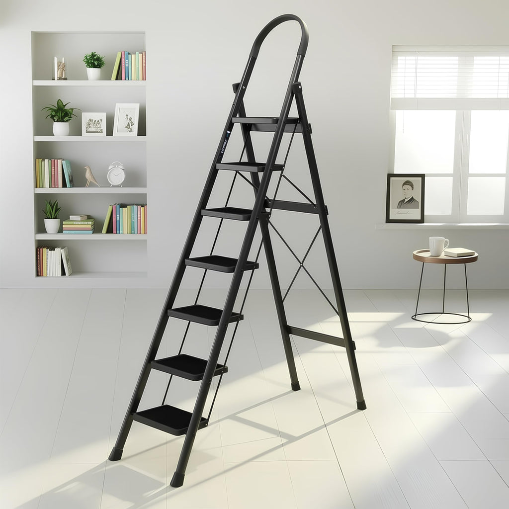 Plantex Steel 7 Step Ladder/Foldable Ladder for Home/Anti-Skid Wide 7 ...