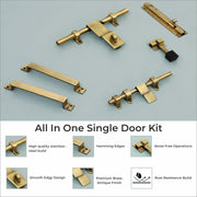 Plantex Stainless Steel Door Kit for Single Door/Door Hardware/Door Accessories (10 inch Al-Drop,8 inch Latch, 8 inch 2 Handles,7 inch Tower Bolt and 4 inch Door Stopper) - (DK-06-Brass Antique)