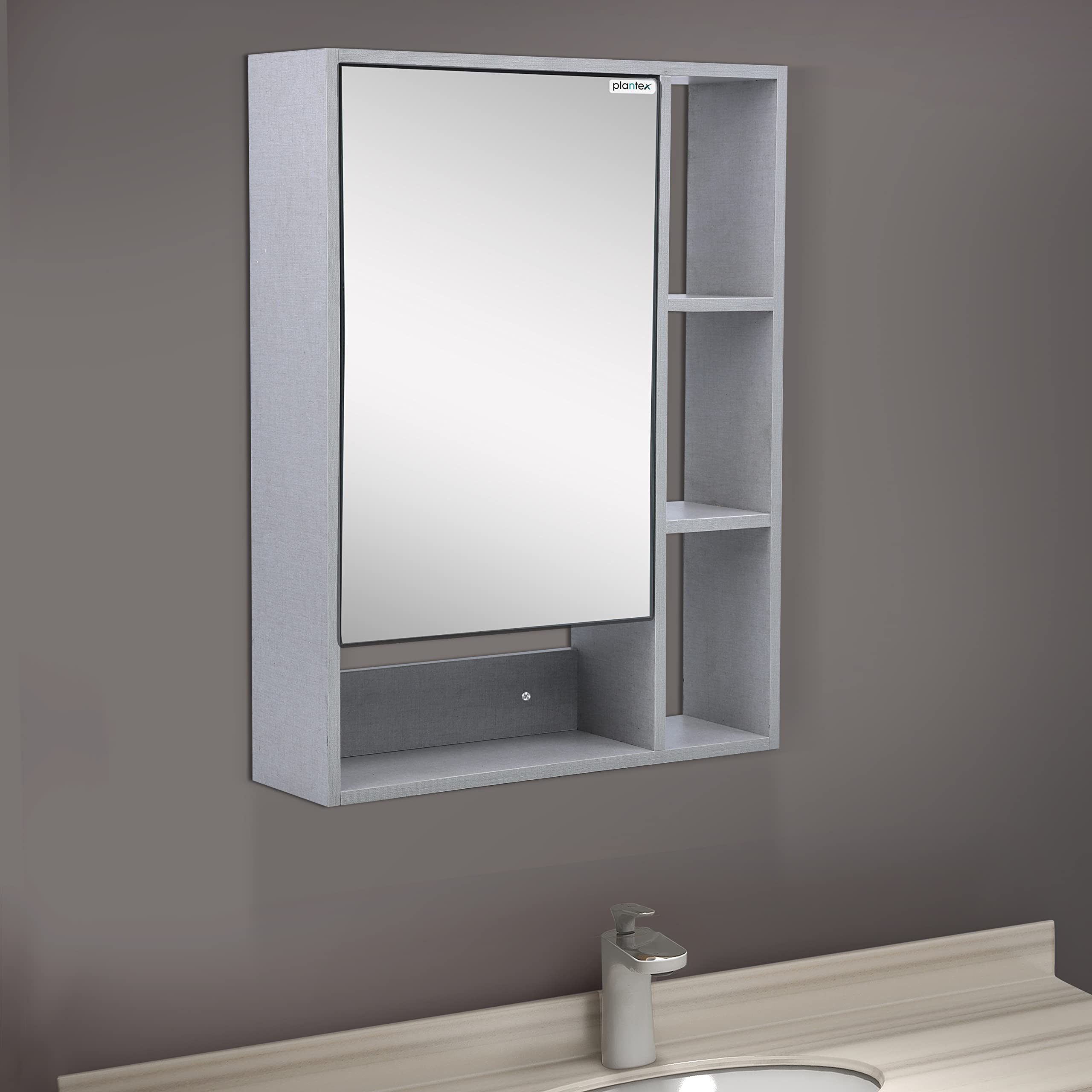 Plantex Bathroom Mirror Cabinet HDHMR Wood Retro Bathroom Organizer Cabinet 18 x 24 Inches Bathroom Accessories APS 6001 Linen Brown