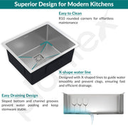 Plantex Heavy Duty Stainless Steel Kitchen Sink/Heavy-Duty Sink for Kitchen with 25 Years Warranty by Plantex/Single bowl Sink Square Coupling, Hose Pipes and Drain Rack (Matt-24 x 18 x 9 Inches)