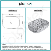 Plantex White Marble Countertop Wash Basin/Tabletop Basin/Ceramic Wash Basin for Bathroom/Bathroom Sink/ (Marble Basin with Grey Veins, 18 x 13 x 5.5 Inch)
