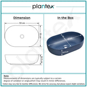 Plantex Tabletop Wash Basin for Bathroom/Designer Ceramic Basin/Countertop Wash Basin/Home/Office (Blue - 22 x 14 x 6 Inch)