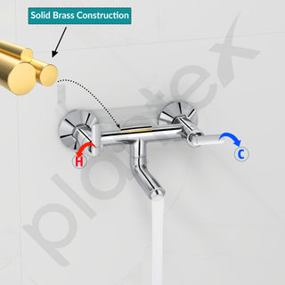Plantex Pure Brass Bal-516 Non Telephonic Wall Mixer with Water Saving Aerator/Mixer Tap for Bathroom with Brass Wall Flange and Teflon Tape-7 Year Warranty(Mirror Chrome)