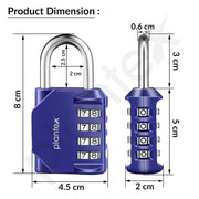 Plantex 4 Digit Combination Number Metal Lock/Zinc Alloy/Locks for Luggage/Locks for Travel Bags/Locks for Cabin Luggage/Travel Essentials - Pack of 2 (Blue)