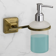 Plantex 304 Grade Stainless Steel Washroom Set of 2 - Toilet Paper Holder/Stand/Liquid Soap Dispenser - Squaro (Brass Antique)