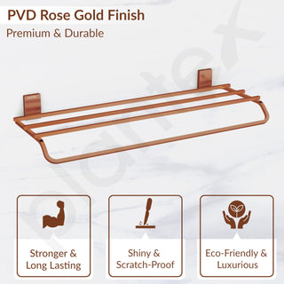 Plantex 304 Grade Stainless Steel 24-inch Towel Rack for Bathroom/Towel Shelf/Towel Stand/Bathroom Accessories (Crystal - PVD Rose Gold)