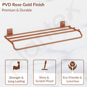 Plantex 304 Grade Stainless Steel 24-inch Towel Rack for Bathroom/Towel Shelf/Towel Stand/Bathroom Accessories (Crystal - PVD Rose Gold)