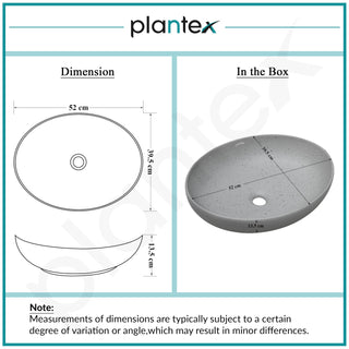 Plantex Table Top Wash Basin for Bathroom/Designer Ceramic Basin/Countertop Vessel Sink Basin/Wash Basin Over Counter for Home/Office (Light Grey - 20 x 15.5 x 5 Inch)