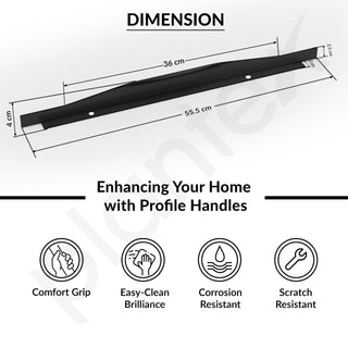 Plantex Profile Handle for Kitchen Cabinet/22 Inch Alluminium Drawer Profile Handle/Wardrobe Pull Handle for Home/Office/Hotel - Pack of 2 (Black)