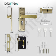 Plantex Stainless Steel Door Lock Handle Set/6-Lever Lock Mechanism with 3 Years of Warranty/Mortise Lock with 3 Keys, Brass Lock Body & Cylinder - (Brass Antique)