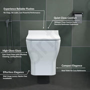 Plantex Platinum Ceramic Wall Hung Commode/Western Commode for Toilet/Rim Washdown Flush /Toilet Commode with Soft Close Toilet Seat - P Trap (White)