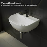Plantex Ceramic Wall Hung Basin/Washbasin for Bathroom/Wall Mounted Basin/Sink for Bathroom/Living Room (Orchid - White)