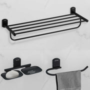 Plantex Parv 304 Grade Stainless Steel Towel Rack for Bathroom/Double Soap Holder/Napkin Ring/Bathroom Accessories - 3 Pcs Combo (Black)