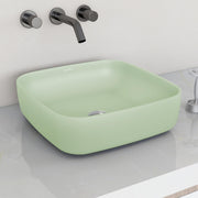 Plantex Premium Ceramic Tabletop Wash Basin/Square Countertop Bathroom Basin (Olive, 16 x 16 x 5 Inch)