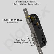 Plantex Door Lock for Home/Main Door Lock Set/Mortise Lock Set with Brass Lock Body & Cylinder - Pack of 1 (7135, Grey)