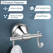 Plantex 304 Grade Stainless Steel Robe Hook/Cloth Hanger/Robe Hooks for Bathroom/Wall Hanging/Bathroom Accessories - Chrome (Niko)
