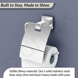 Plantex Aqua Heavy-Duty Stainless Steel Toilet Paper Roll Holder/Toilet Paper Holder in Bathroom/Kitchen/Bathroom Accessories (Chrome) - Pack of 1