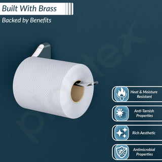 Plantex Rich Brass Bathroom Accessories - Unique Toilet Paper Holder/Tissue Paper Stand for Washroom/Bathroom (Chrome)