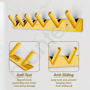 Plantex Wall Hooks for Hanging Cloth/Stainless Steel Towel Hangers/Bathroom Robe Hooks/Door Hangers/Square Wall Hook/Hook Rail for Hanging Keys - 6 Hooks (Pack of 3, PVD Gold)