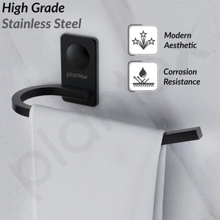 Plantex Metro Platinum Stainless Steel Napkin Ring/Towel Ring/Napkin Holder/Bathroom Accessories - Pack of 1 (Black)