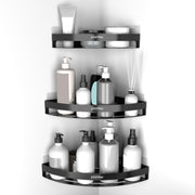 Plantex Corner Shelf for Bathroom Wall/Self Adhesive Bathroom Corner Shelf/Bathroom Organizer Without Drill - Pack of 3 (Black)