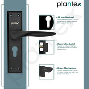 Plantex Heavy-Duty Door Lock Set - Main Door Lock Handle Set/ 6-Lever Lock Mechanism with 3 Years of Warranty/Mortise Lock with 3 Keys, Brass Lockbody & Cylinder(Black)