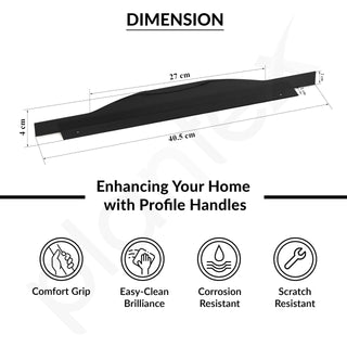 Plantex Profile Handle for Kitchen Cabinet/16 Inch Alluminium Drawer Profile Handle/Wardrobe Pull Handle for Home/Office/Hotel - Pack of 5 (Black)