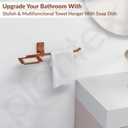 Plantex 304 Grade Stainless Steel Soap Dish with Napkin Ring/Soap Stand/Soap Holder/Napkin Holder/Towel Hanger for Bathroom/Bathroom Accessories - Pack of 1 (Crystal, PVD Rose Gold)
