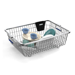 Plantex Heavy-Duty Stainless-Steel Dish Drainer Basket for Kitchen Utensils/Dish Drying Rack/Plate Stand/Bartan Basket (Medium Size-58x45x20cm)