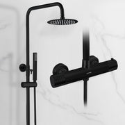Plantex Shower Panel for Bathroom/Deluxe Circular Shower Panel Set/Overhead Showers and Hand Shower for Bathroom with Hot &cold MixerÃ¢â‚¬â€œ(Black)
