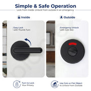 Plantex Bathroom Indicator Lock/Stainless Steel Indicator Deadbolt for Home/Toilet Partition Door Lock/Round Indicator Bolt Bathroom - Pack of 1 (Black)