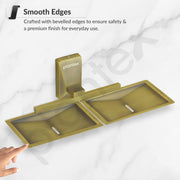 Plantex 304 Grade Stainless Steel Double Soap Dish/Soap Case/Soap Storage for Bathroom Accessories - Crystal (Brass Antique)