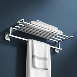 Plantex 304 Grade Stainless Steel Towel Rack for Bathroom/Towel Rod/Towel Hanger/Bathroom Accessories - Squaro (18-Inch) Chrome