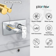 Plantex Pure Brass Basin Mixer Tap /Hot and Cold Water Tap with Brass Wall Flange and Teflon Tape/Water Tap - (Orna-227, Chrome)