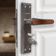 Plantex Heavy-Duty Door Lock Set - Main Door Lock Plate Handle Set/6-Lever Mechanism Mortise Locks with 3 Keys/Brass Locks Body & Cylinder (PTP-09- Satin Black & Rose Gold)