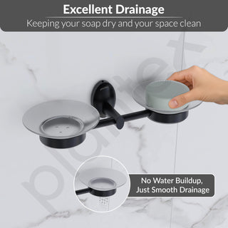 Plantex 304 Grade Stainless Steel Double Soap Holder/Dish/Stand for Bathroom and Wash Basin/Bathroom Accessories - Oreva (Black)