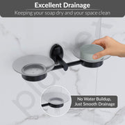 Plantex 304 Grade Stainless Steel Double Soap Holder/Dish/Stand for Bathroom and Wash Basin/Bathroom Accessories - Oreva (Black)