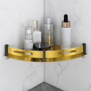 Plantex Corner Shelf for Bathroom Wall Mount/Stainless Steel Bathroom Corner Shelf with Railings/Bathroom Accessories Holder for Wall (9x9 inches, PVD Gold & Black)